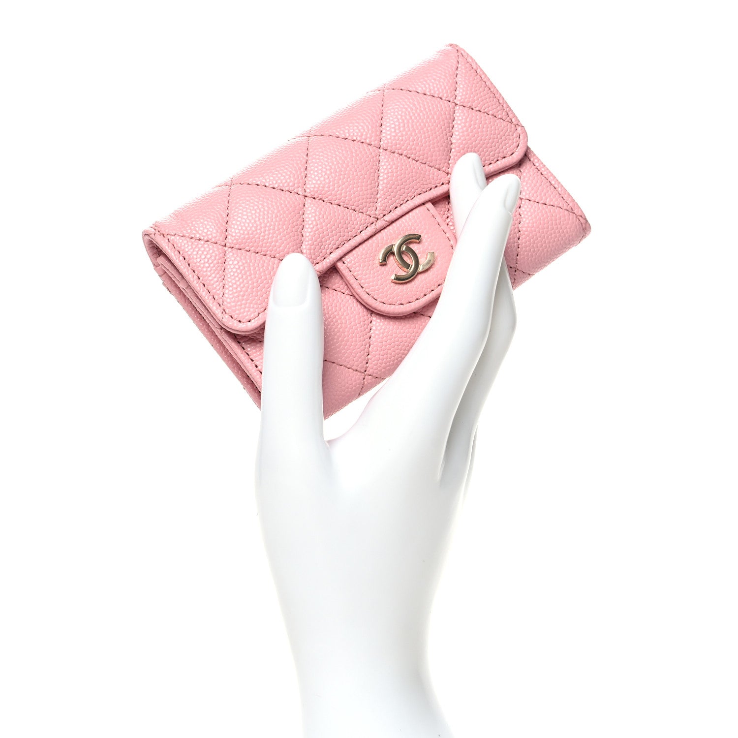 Chanel Caviar Quilted Flap Card Holder Wallet Light Pink 2 of 9