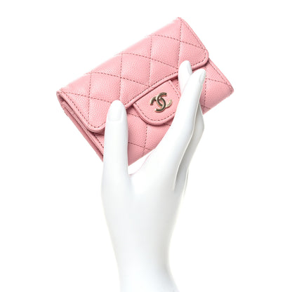 Chanel Caviar Quilted Flap Card Holder Wallet Light Pink 2 of 9