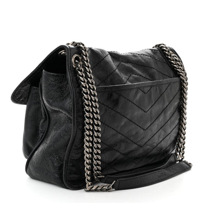 Saint Laurent Crinkled Calfskin Matelasse Monogram Medium Niki Chain Satchel Black 3 of 11