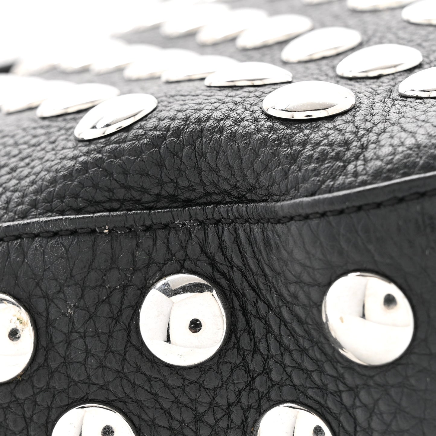 Pebbled Sport Calfskin Studded Elena Black