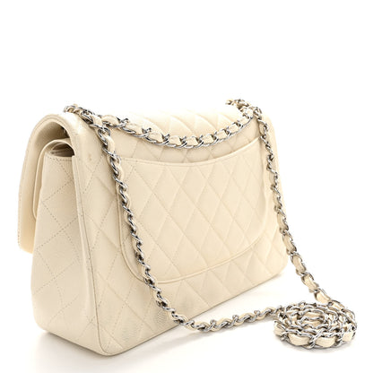 Chanel Caviar Quilted Jumbo Double Flap White 3 of 14