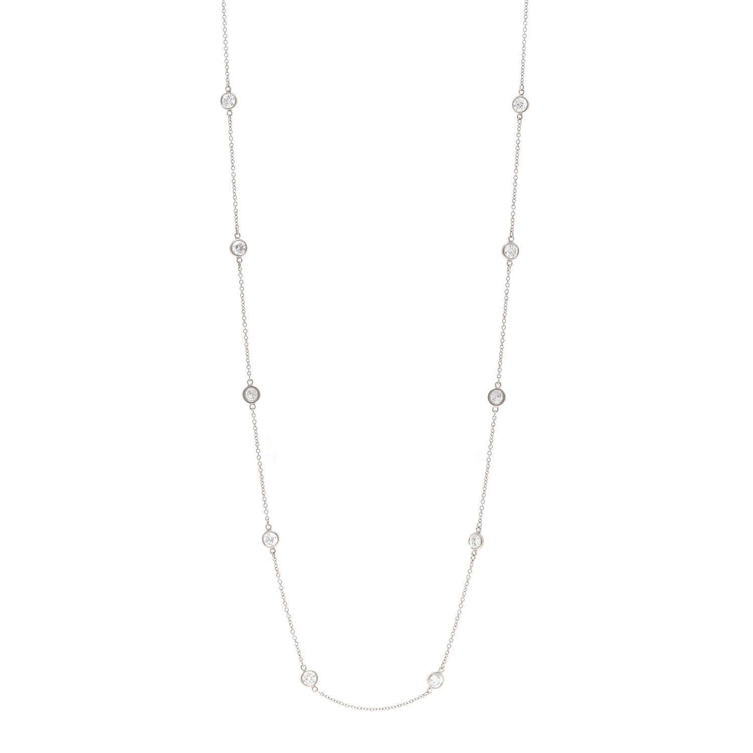 Tiffany Platinum Diamond 3.40ctw Elsa Peretti Diamonds by the Yard 20 Station Necklace 1 of 4