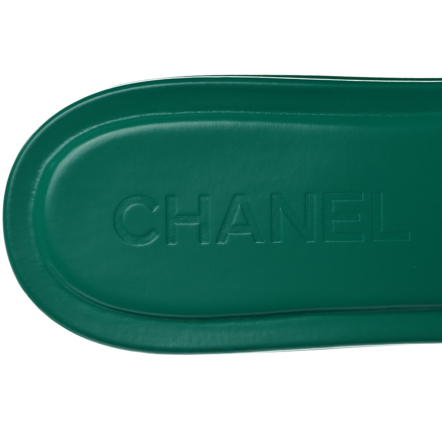 Chanel Calfskin Patent Calfskin Logo Mules 39 Green White 7 of 8