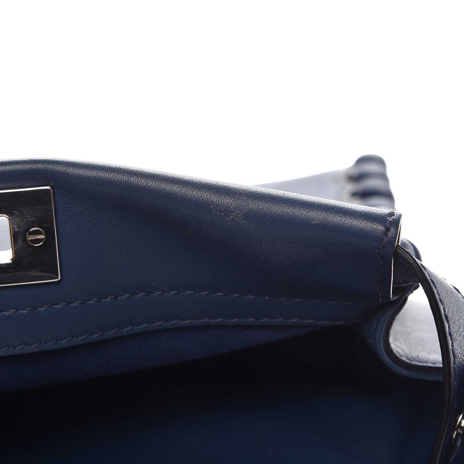 Fendi Calfskin Lace Up Medium Peekaboo Iconic Satchel Blue 10 of 13