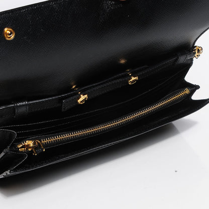 Prada Saffiano Metal Oro Chain Wallet Nero Black 16 of 18