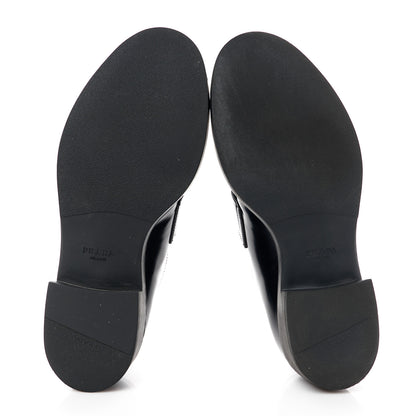 Prada Spazzolato Metal Triangle Logo 50mm Loafers 40.5 Black 5 of 11