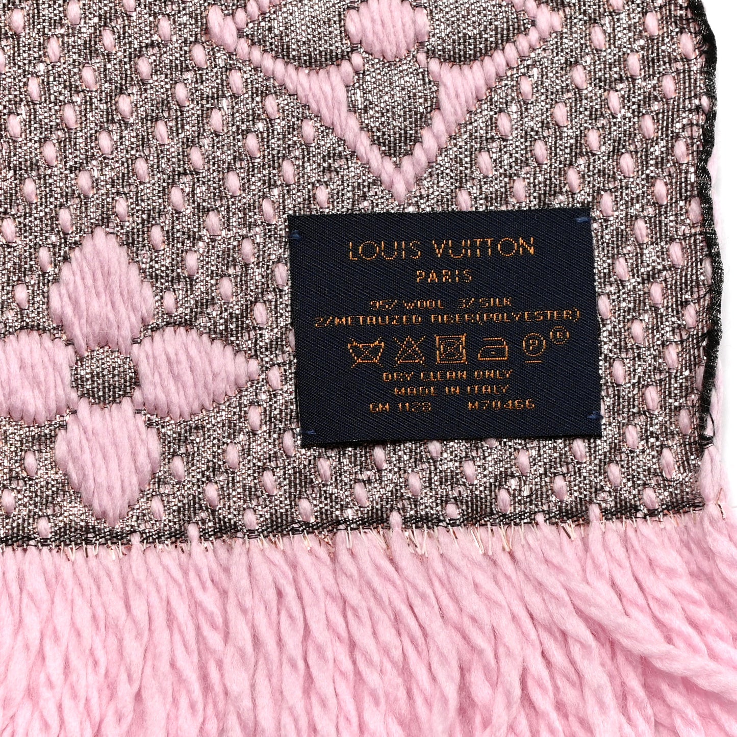 Wool Silk Logomania Shine Scarf Pink