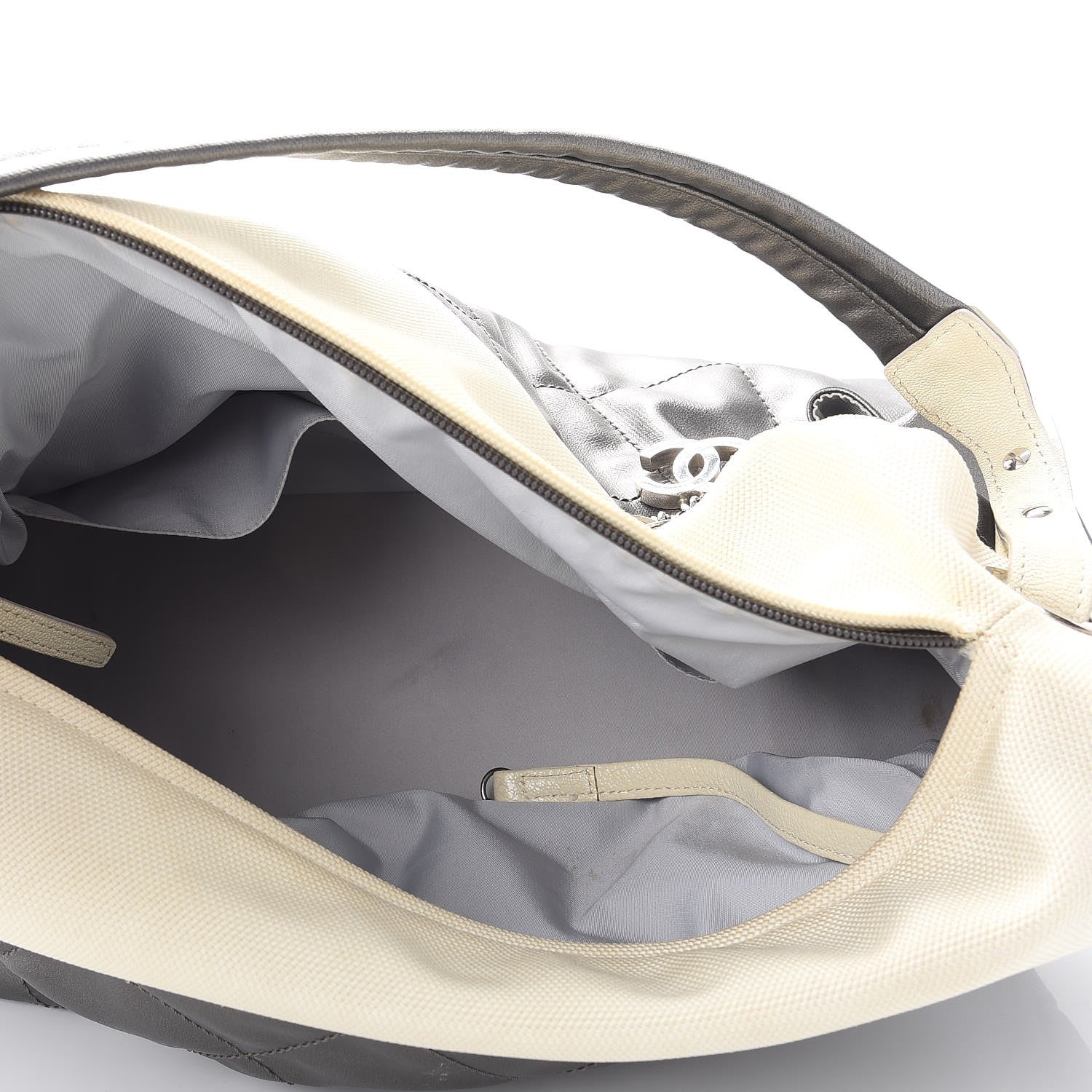 Chanel Coated Canvas Paris Biarritz Hobo Silver 5 of 15
