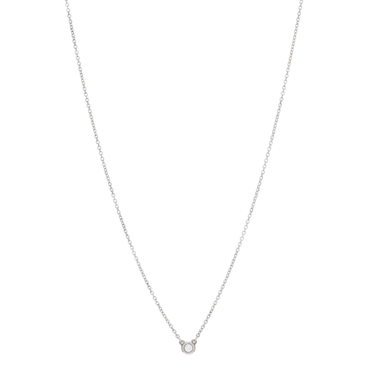 Tiffany Sterling Silver Diamond .05ct Elsa Peretti Diamonds by the Yard Pendant Necklace 1 of 4