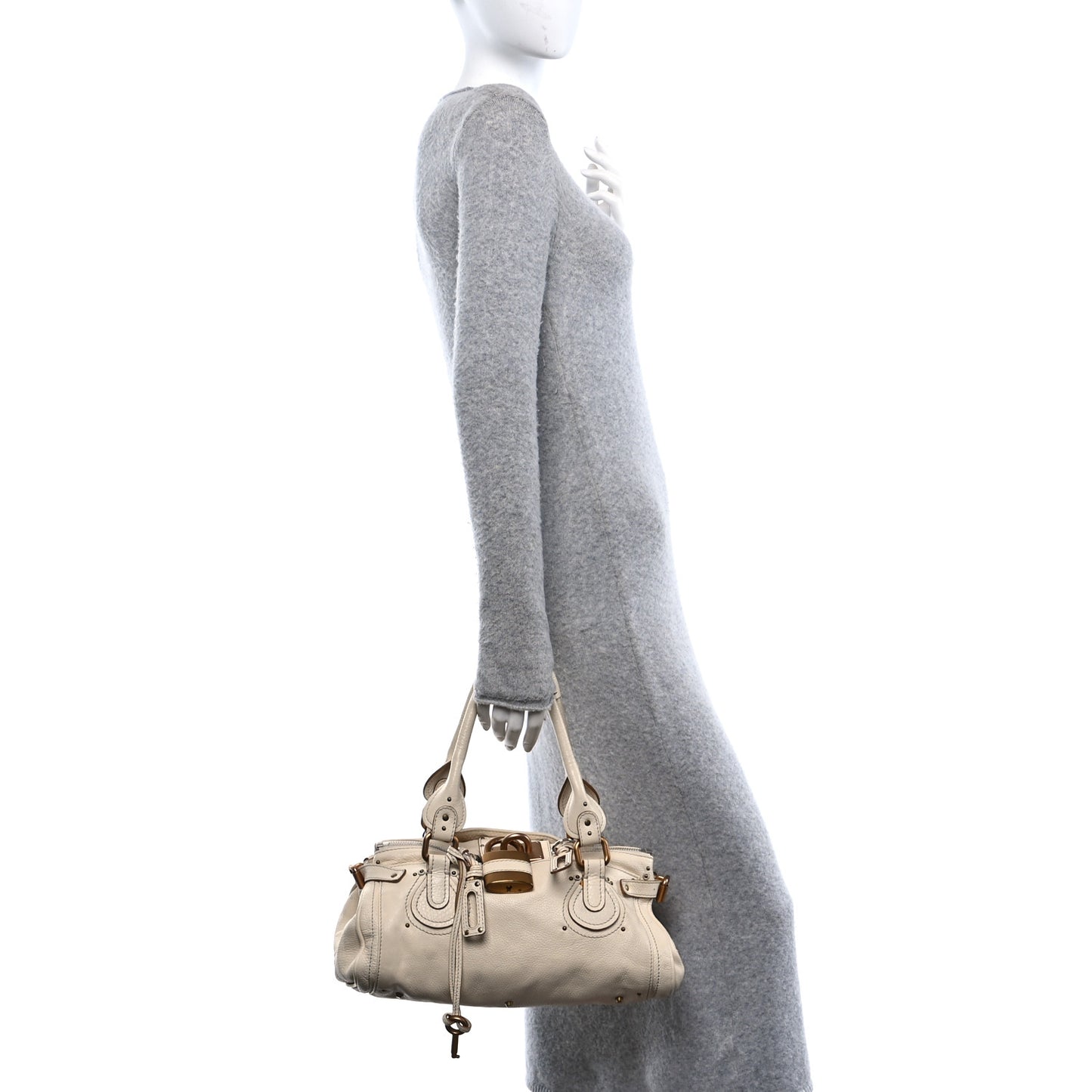 Calfskin Medium Paddington Satchel Ivory