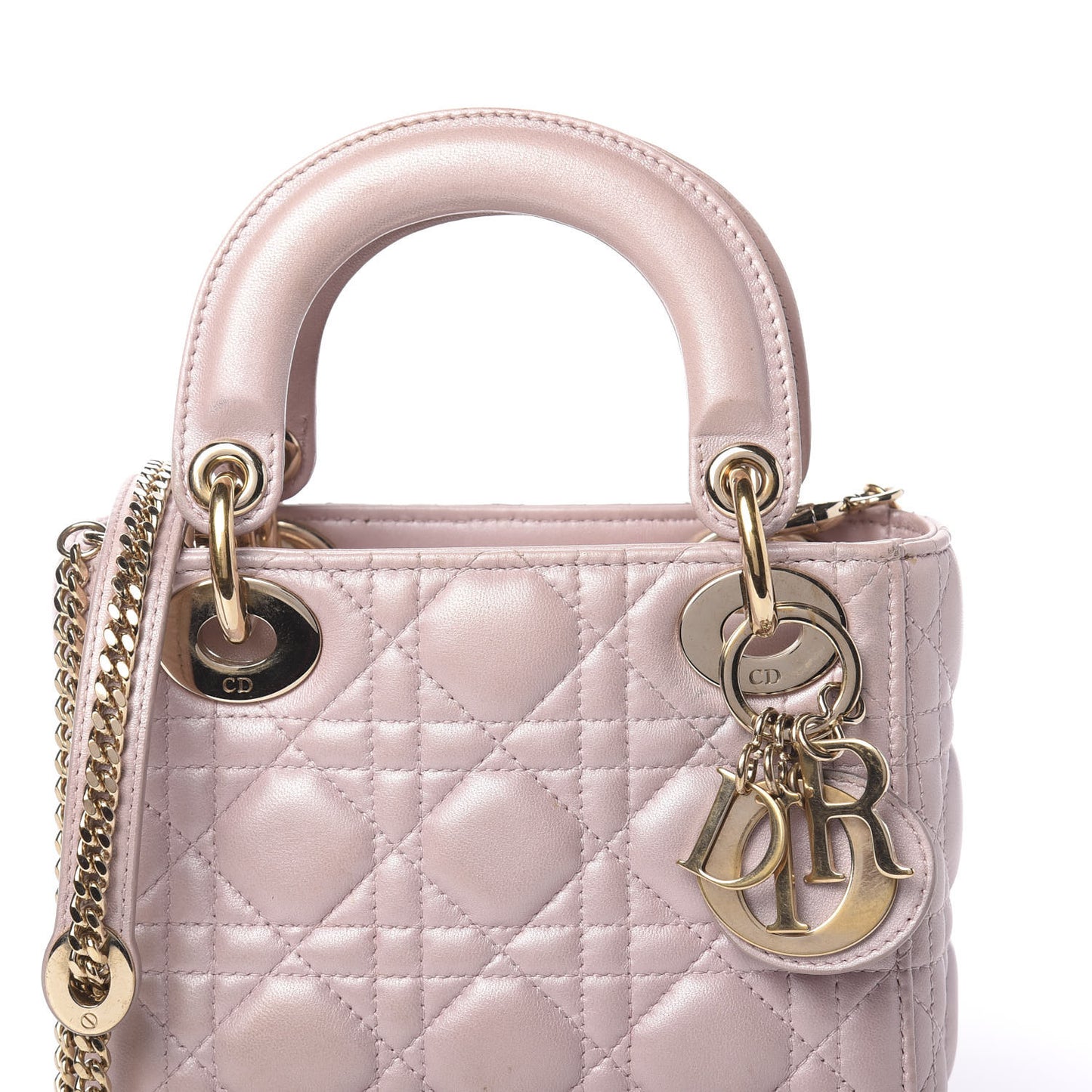 Metallic Lambskin Cannage Mini Lady Dior Lotus
