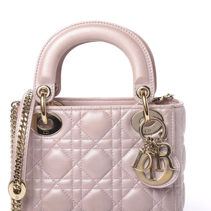 Christian Dior Metallic Lambskin Cannage Mini Lady Dior Lotus 12 of 12