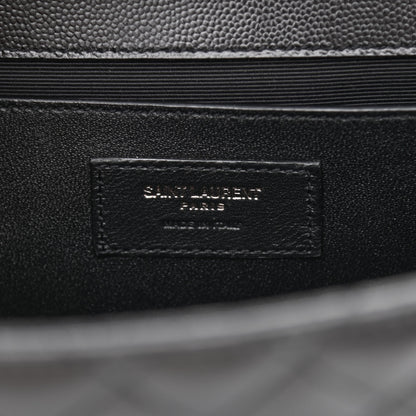 Saint Laurent Grain De Poudre Textured Mixed Matelasse Triquilt Medium Monogram Satchel Black 6 of 12