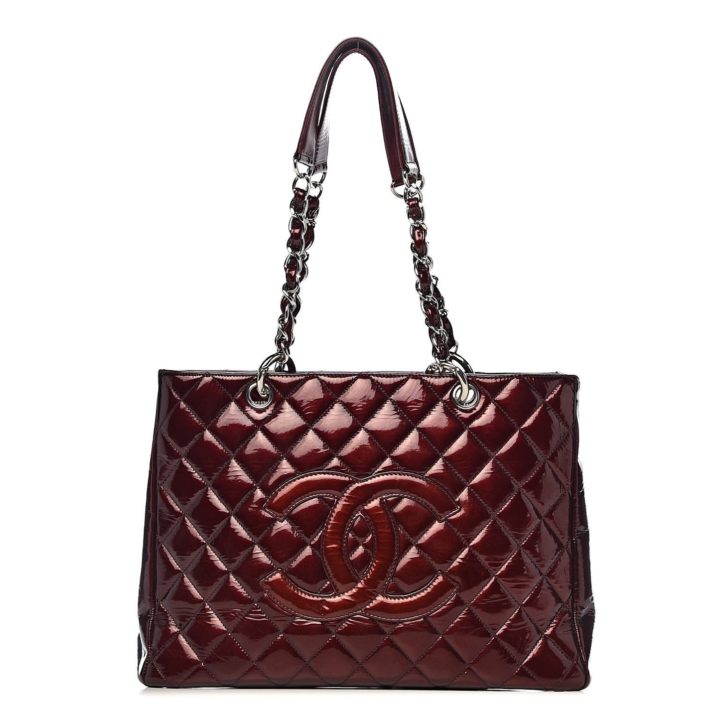 Patent Quilted Grand Shopping Tote GST Dark Bordeaux