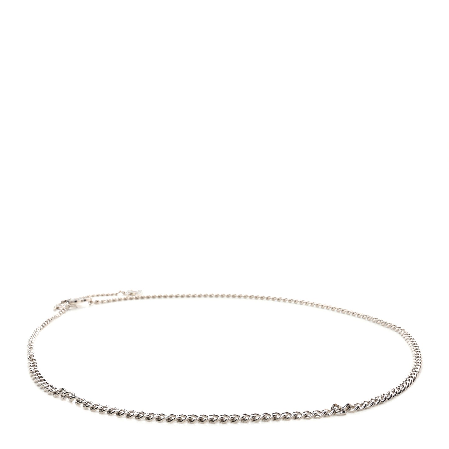 Enamel CC Chain Logo Belt Silver Black