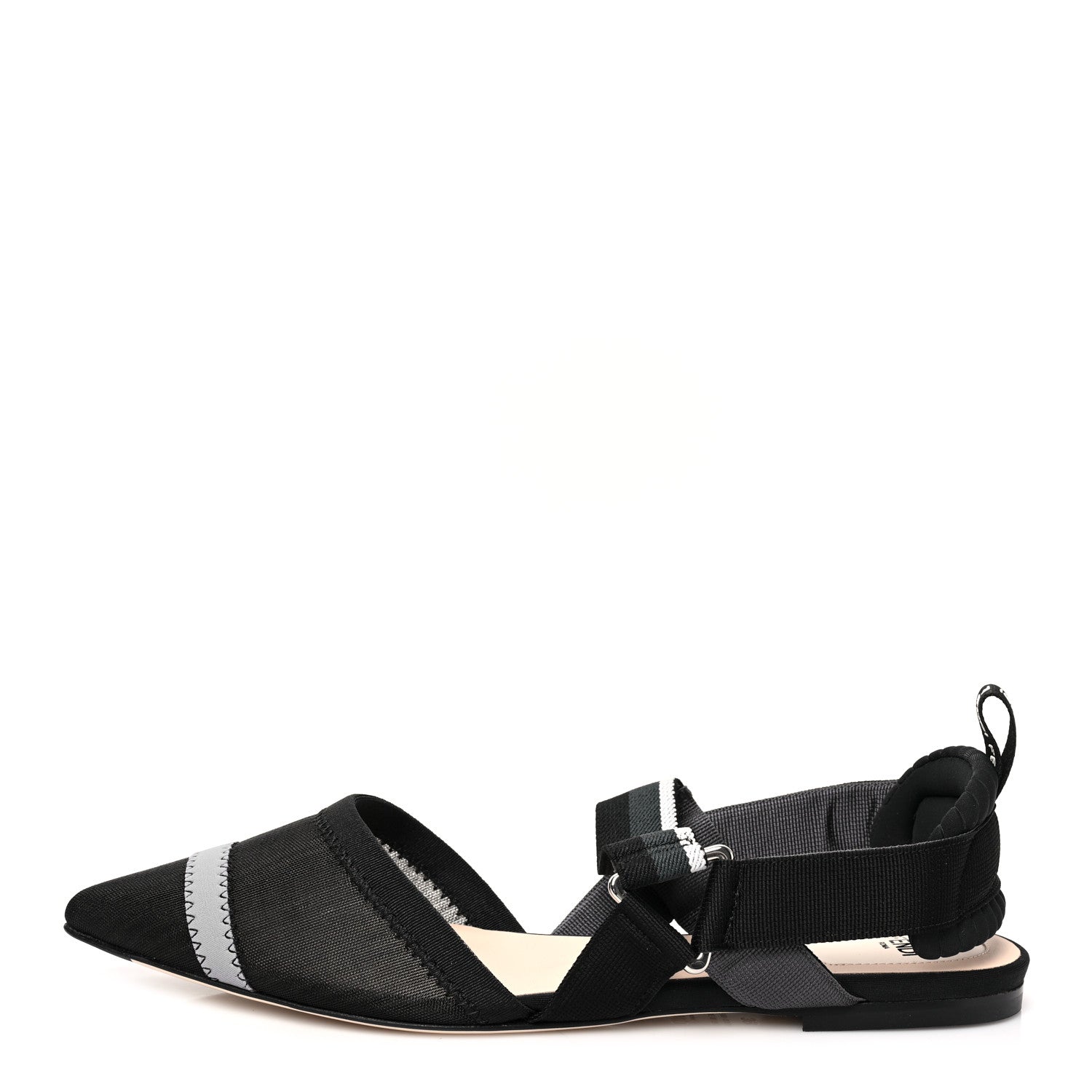 Fendi Technical Mesh Colibri Slingback Ballerina Flats 39 Black 1 of 7