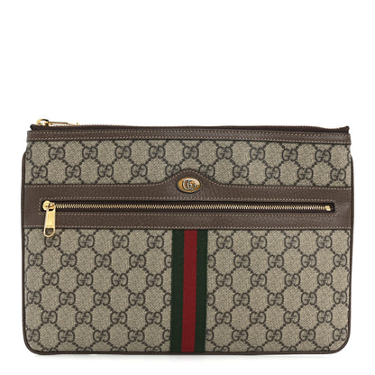 Gucci GG Supreme Monogram Large Ophidia Pouch Clutch Brown 1 of 7