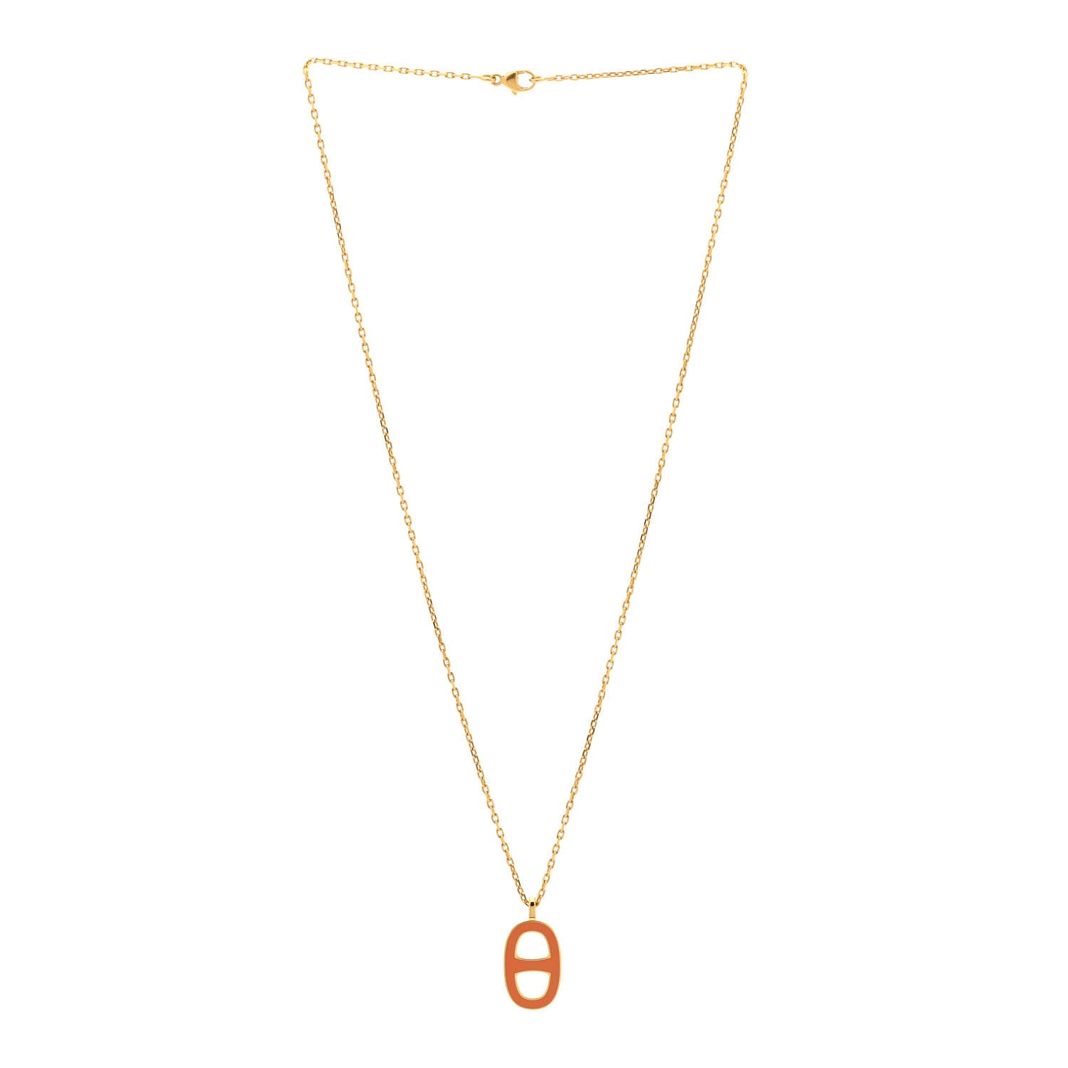 Hermes Lacquered Iliade Pendant Necklace Dark Orange 3 of 4