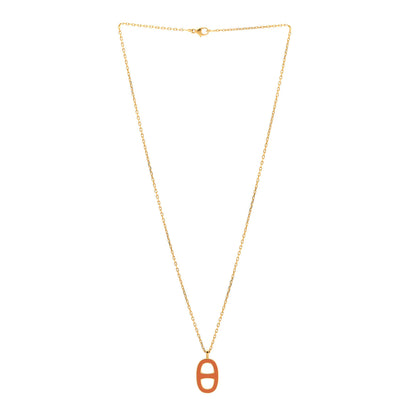 Hermes Lacquered Iliade Pendant Necklace Dark Orange 3 of 4