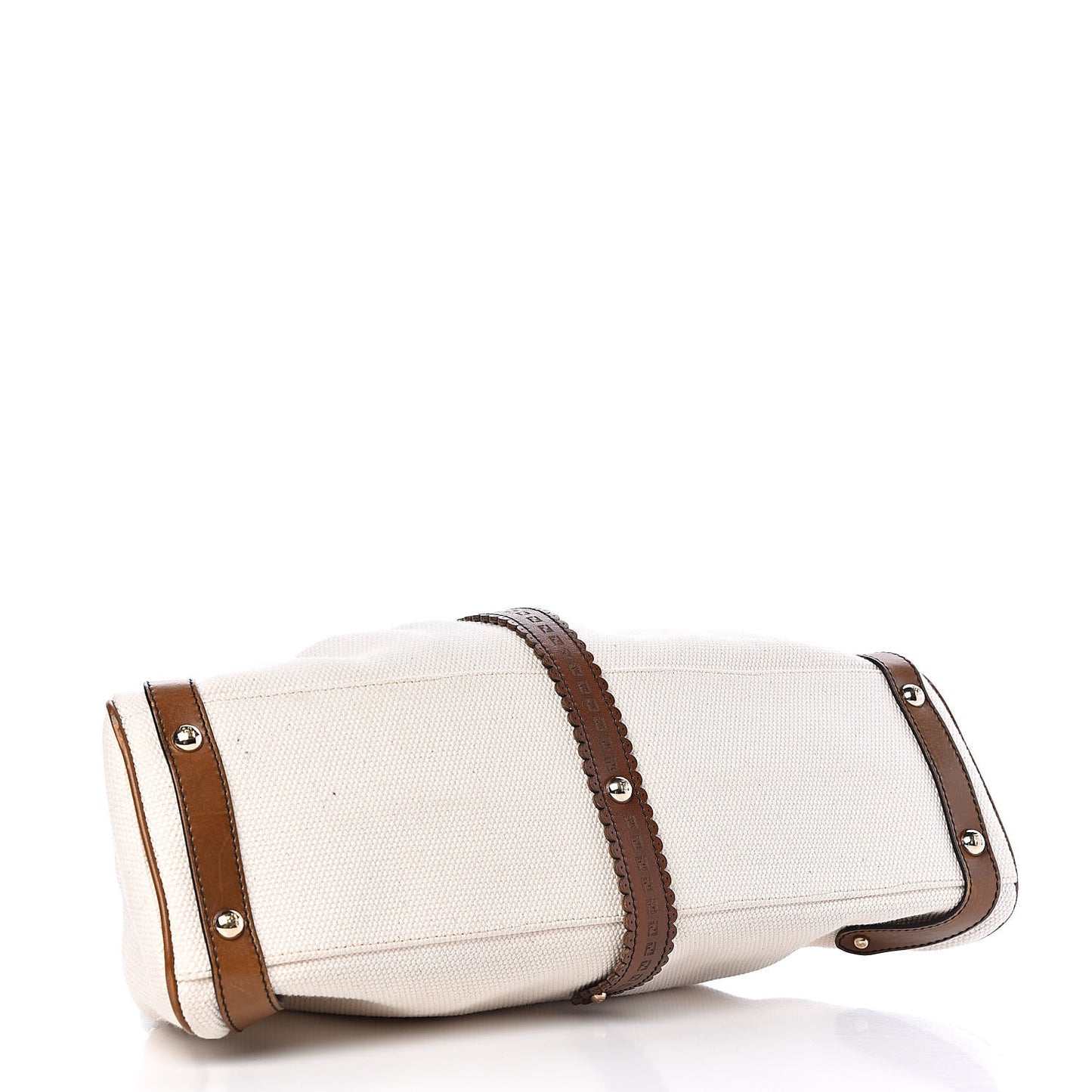 Canvas Calfskin Medium Magic Bag White Brown