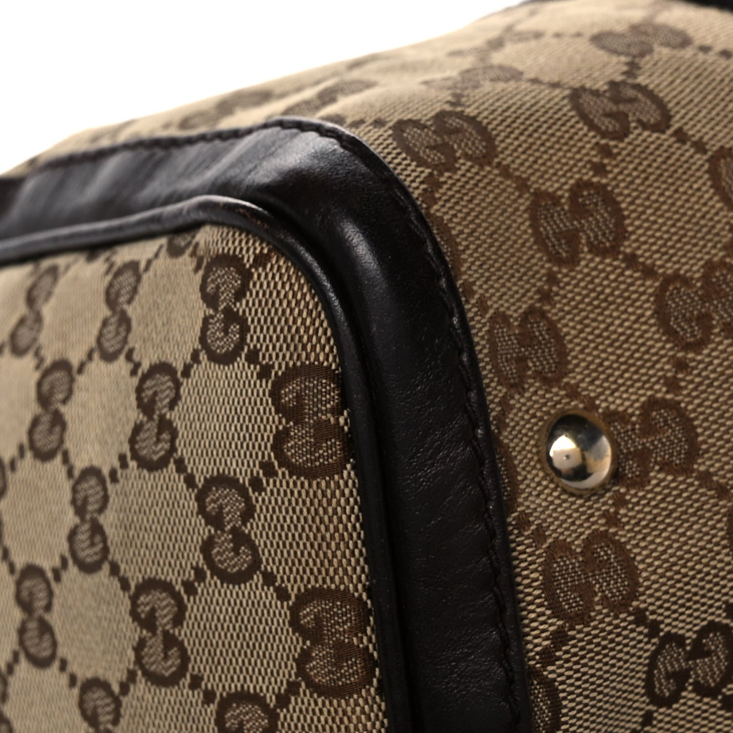 Gucci Monogram Vintage Web Medium Boston Dark Brown 11 of 14