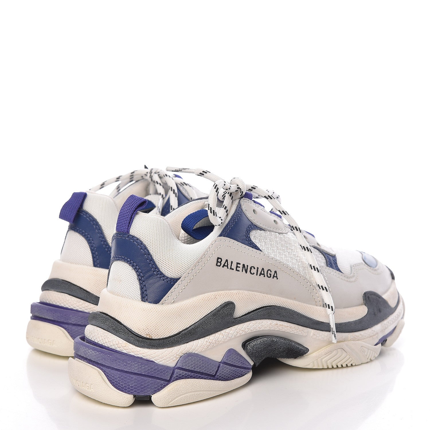 Balenciaga Mesh Nubuck Womens Triple S Sneakers 38 White Bleu Violet 4 of 12