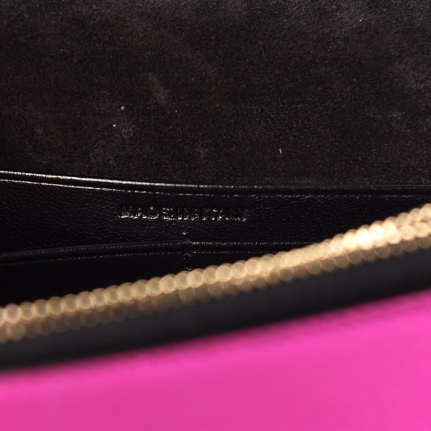 Metallic Calfskin Classic Monogram Kate Tassel Chain Wallet Fuchsia