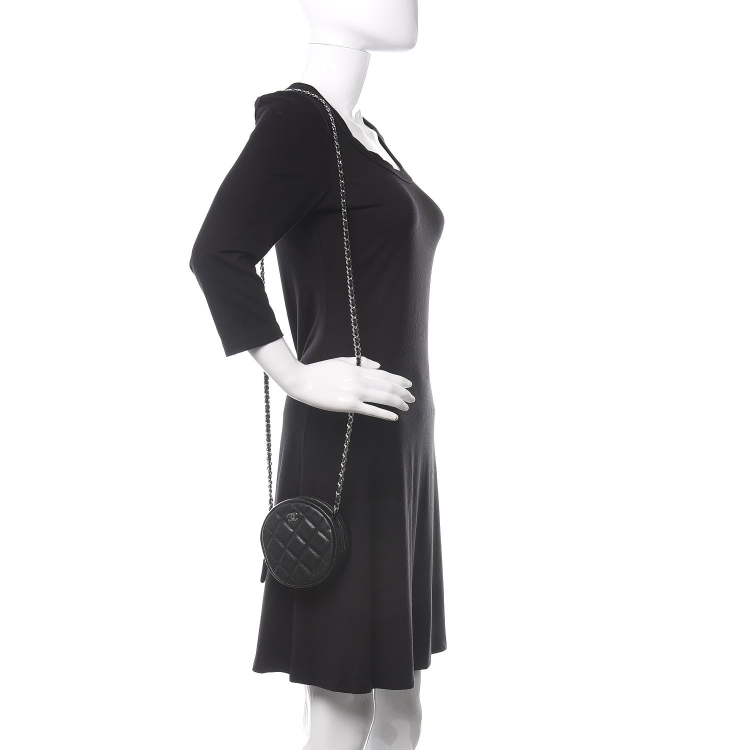 Chanel Caviar Quilted Round Clutch With Chain Black 2 of 11