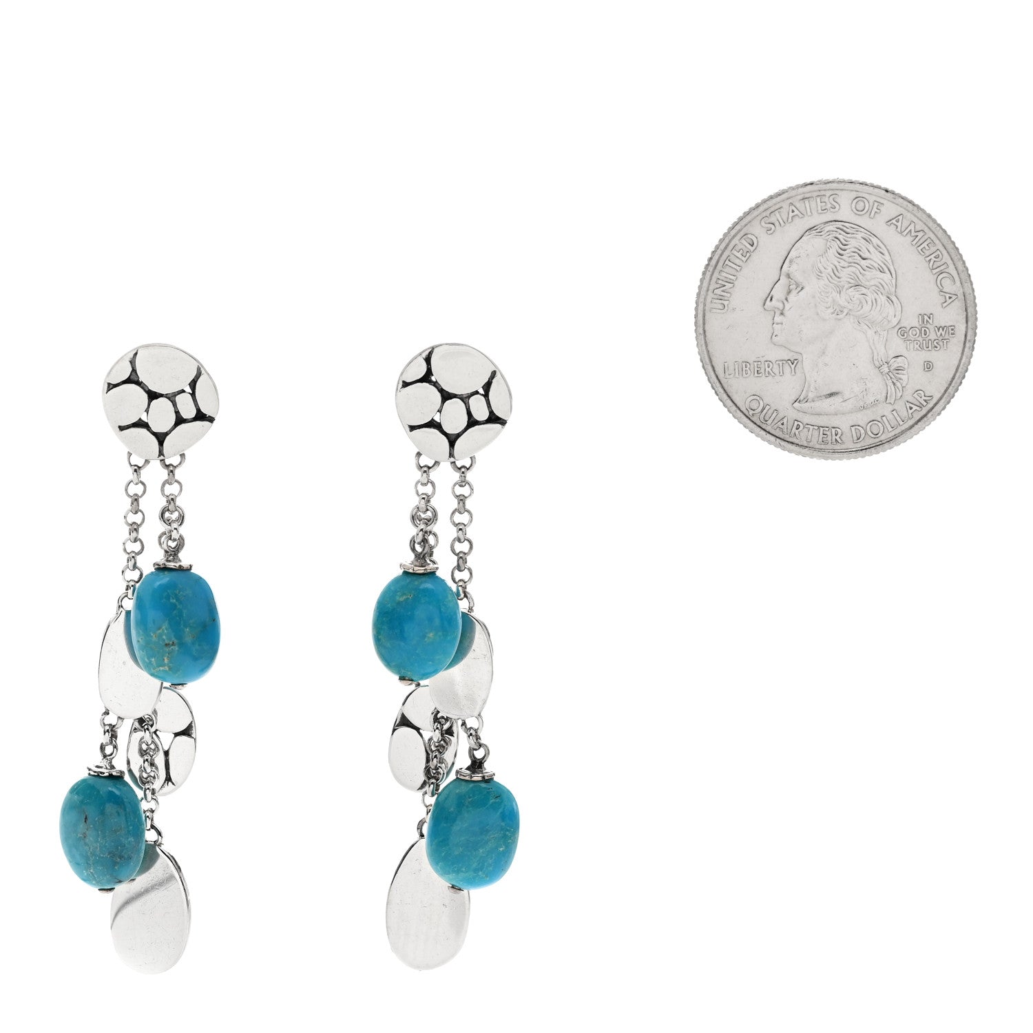 John Hardy Sterling Silver Turquoise Kali Menari Drop Earrings 2 of 4