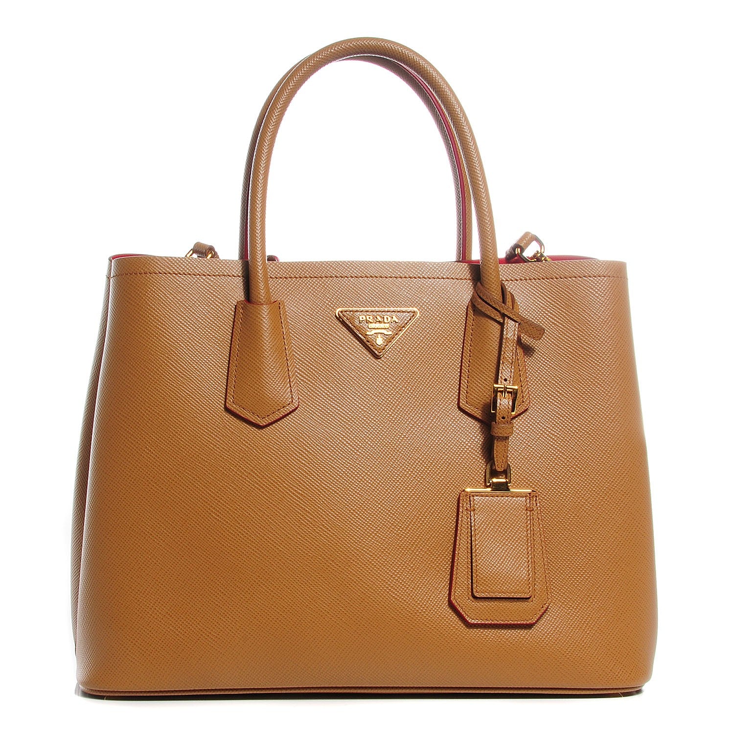 Prada Saffiano Cuir Medium Double Bag Caramel 1 of 10