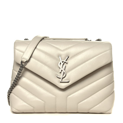 Saint Laurent Calfskin Y Quilted Monogram Small Loulou Chain Satchel Crema Soft 1 of 8