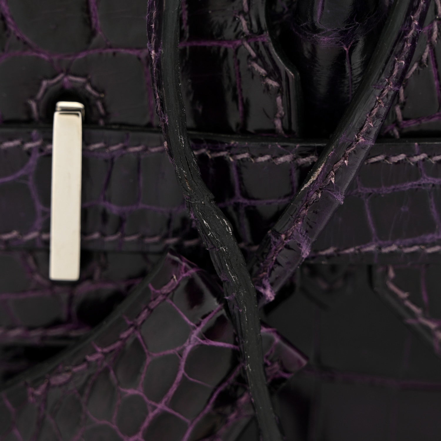 Hermes Shiny Niloticus Crocodile Birkin 30 Amethyst 11 of 18