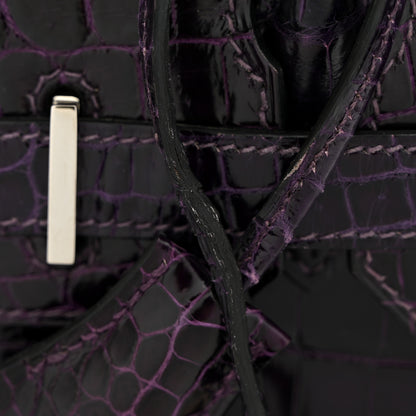 Hermes Shiny Niloticus Crocodile Birkin 30 Amethyst 11 of 18