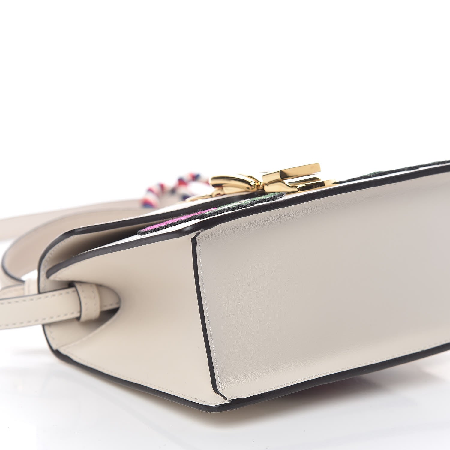 Gucci Calfskin Embroidered Mini Sylvie Top Handle Bag White 10 of 12