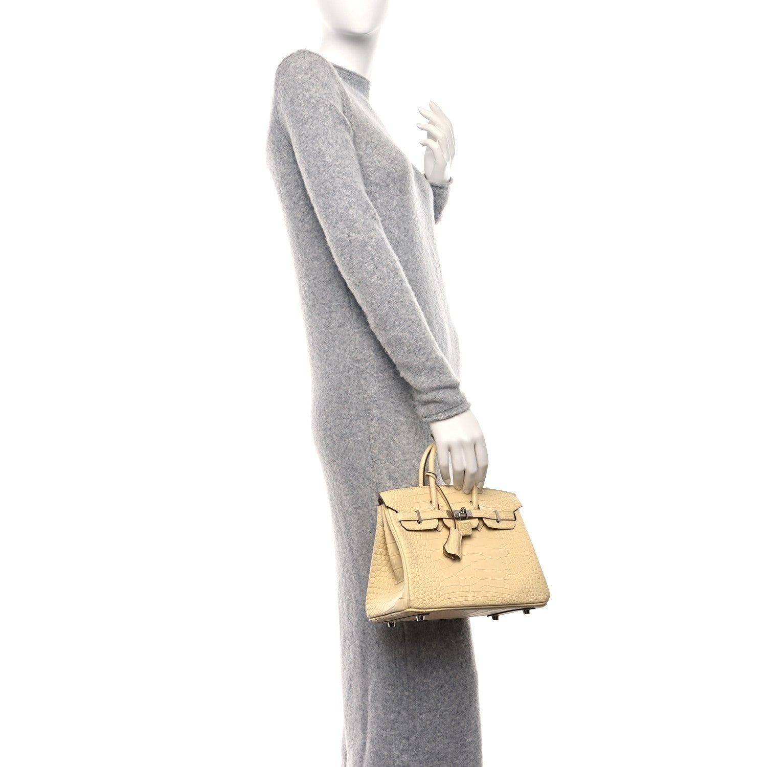 Hermes Matte Alligator Birkin 25 Vanille 3 of 13
