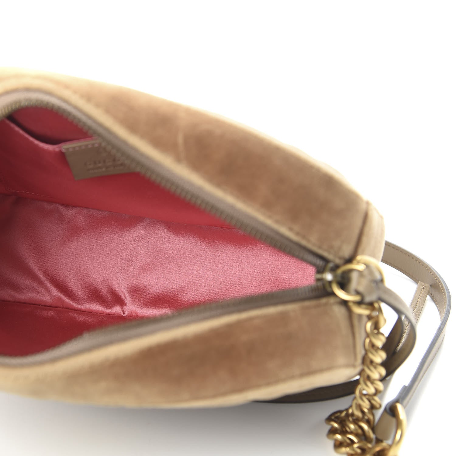 Gucci Velvet Matelasse Small GG Marmont Chain Shoulder Bag Taupe 5 of 11