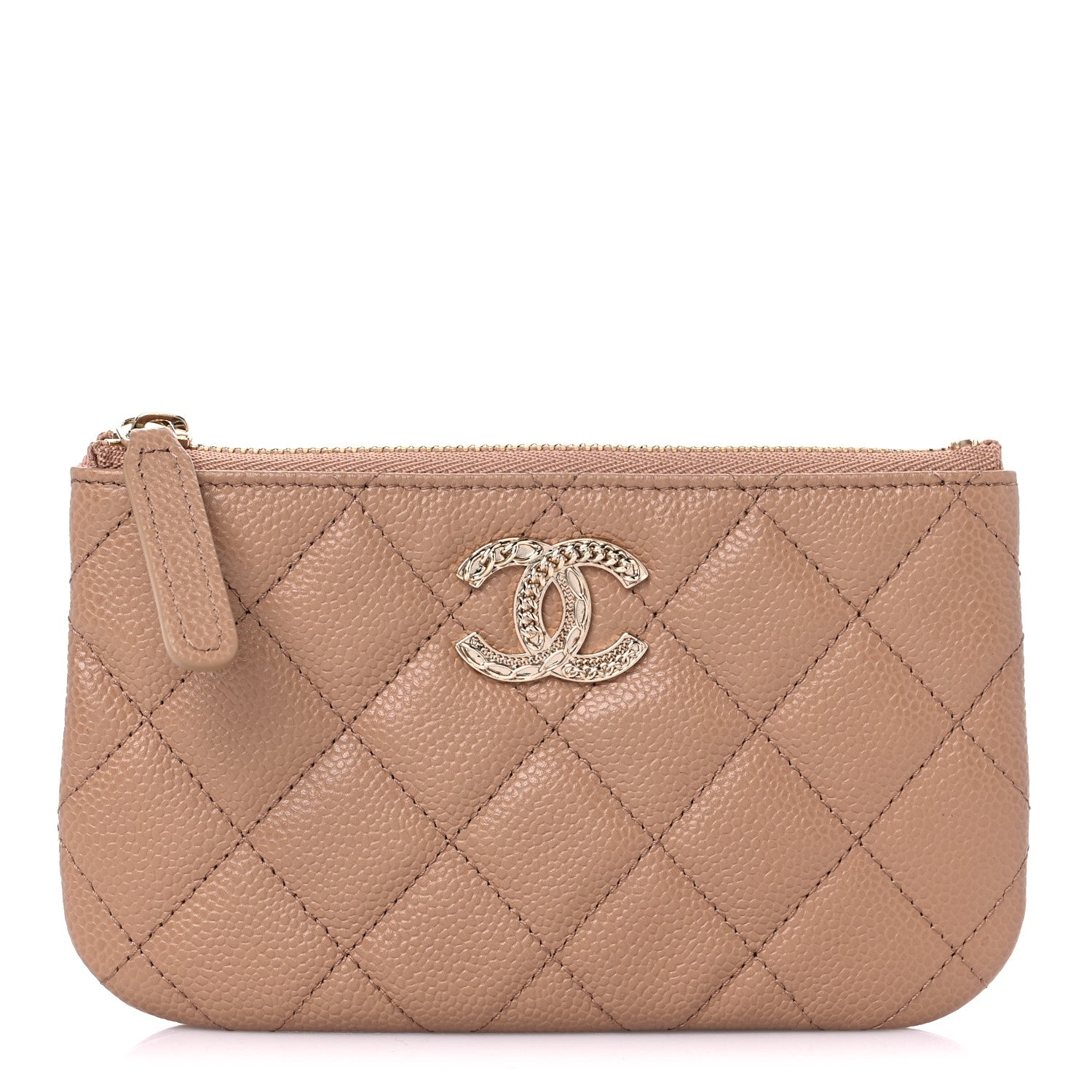 Chanel Caviar Quilted Small Multi Chain Cosmetic Case Beige 1 of 7