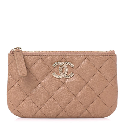 Chanel Caviar Quilted Small Multi Chain Cosmetic Case Beige 1 of 7