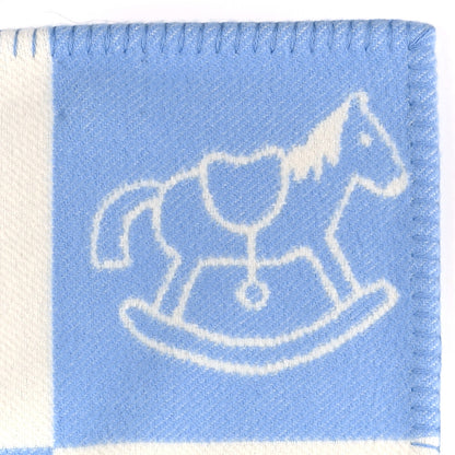 Hermes Wool Cashmere Adada Avalon Baby Blanket Blue Glacier 4 of 5