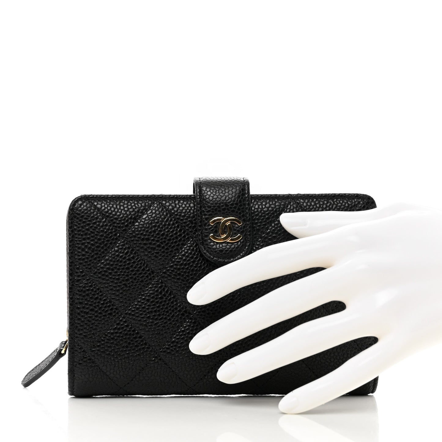 Caviar Quilted CC French Wallet Black