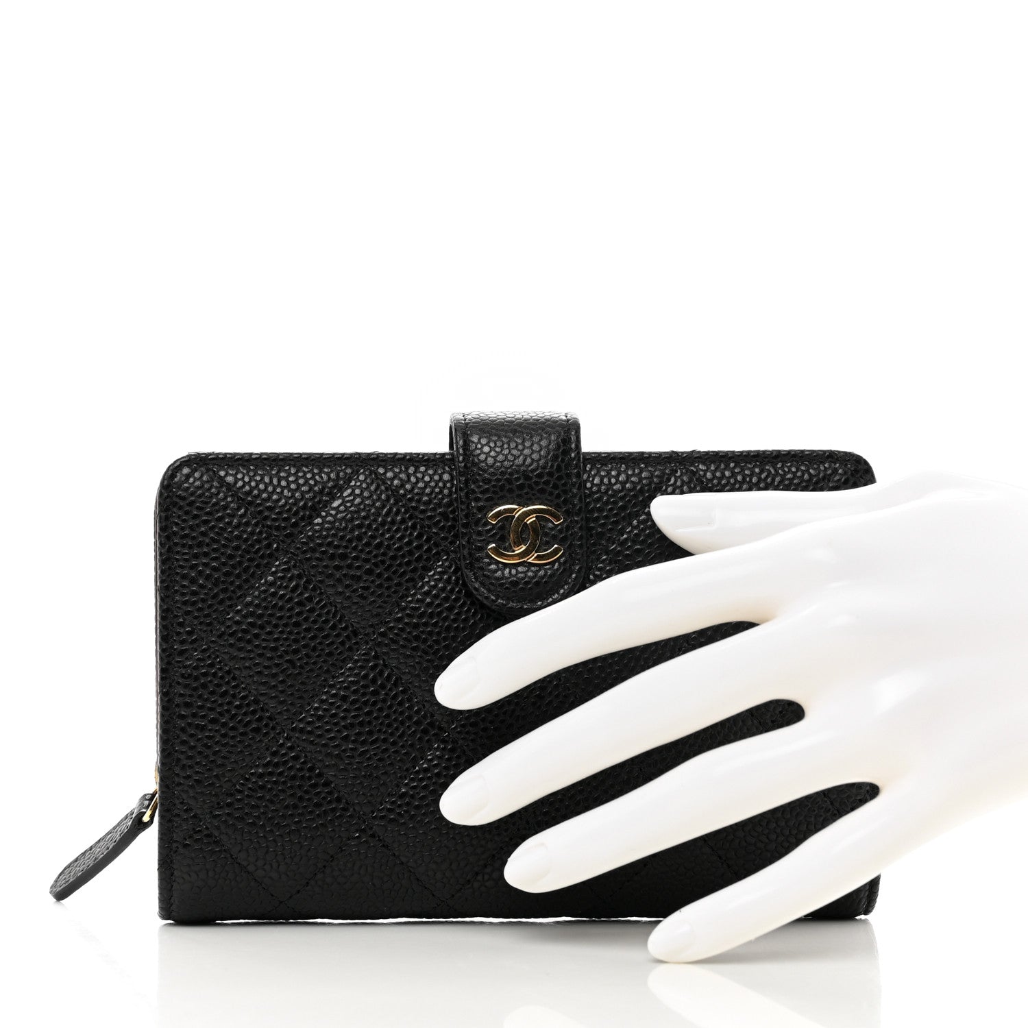Chanel Caviar Quilted CC French Wallet Black 2 of 9