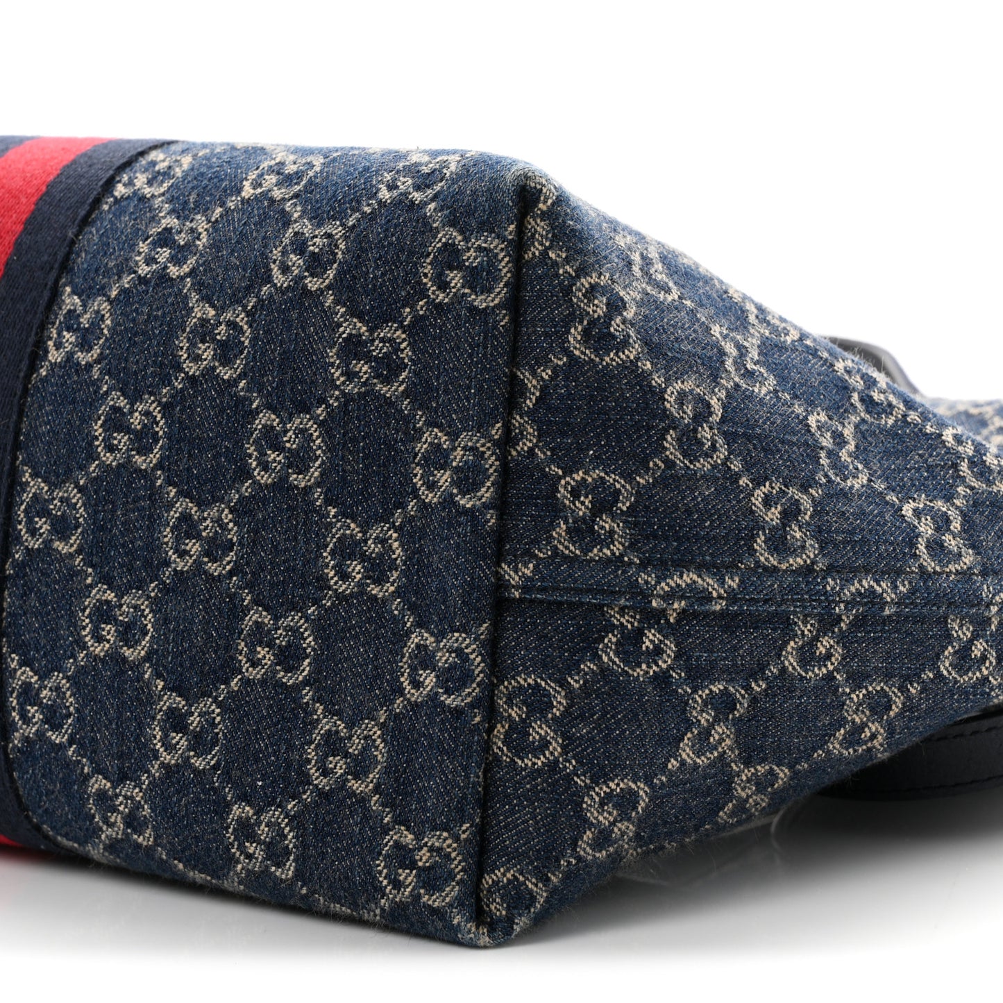 Denim GG Monogram Web Small Giglio Tote Blue White