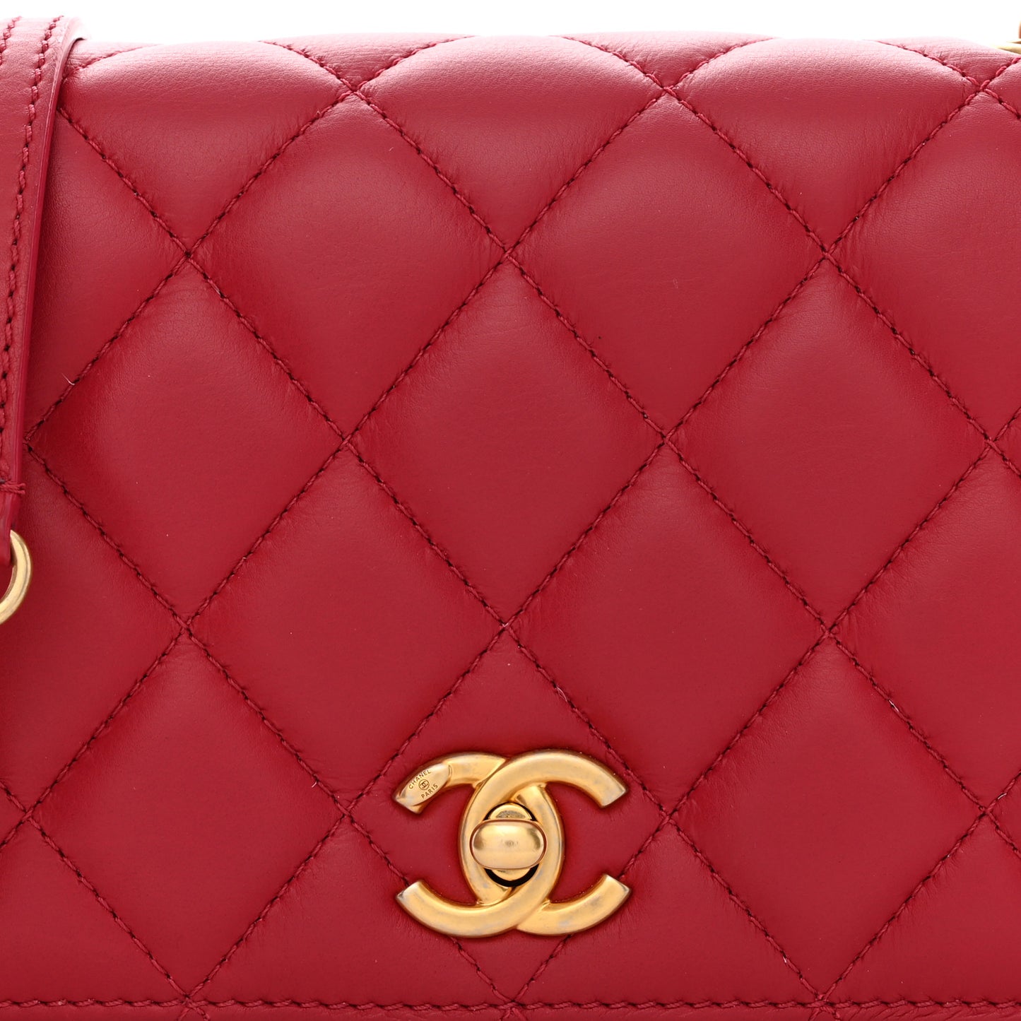 Calfskin Quilted Everyday Chic Single Flap Red