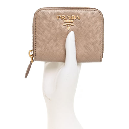 Prada Saffiano Metal Zip Coin Purse Cammeo 2 of 8