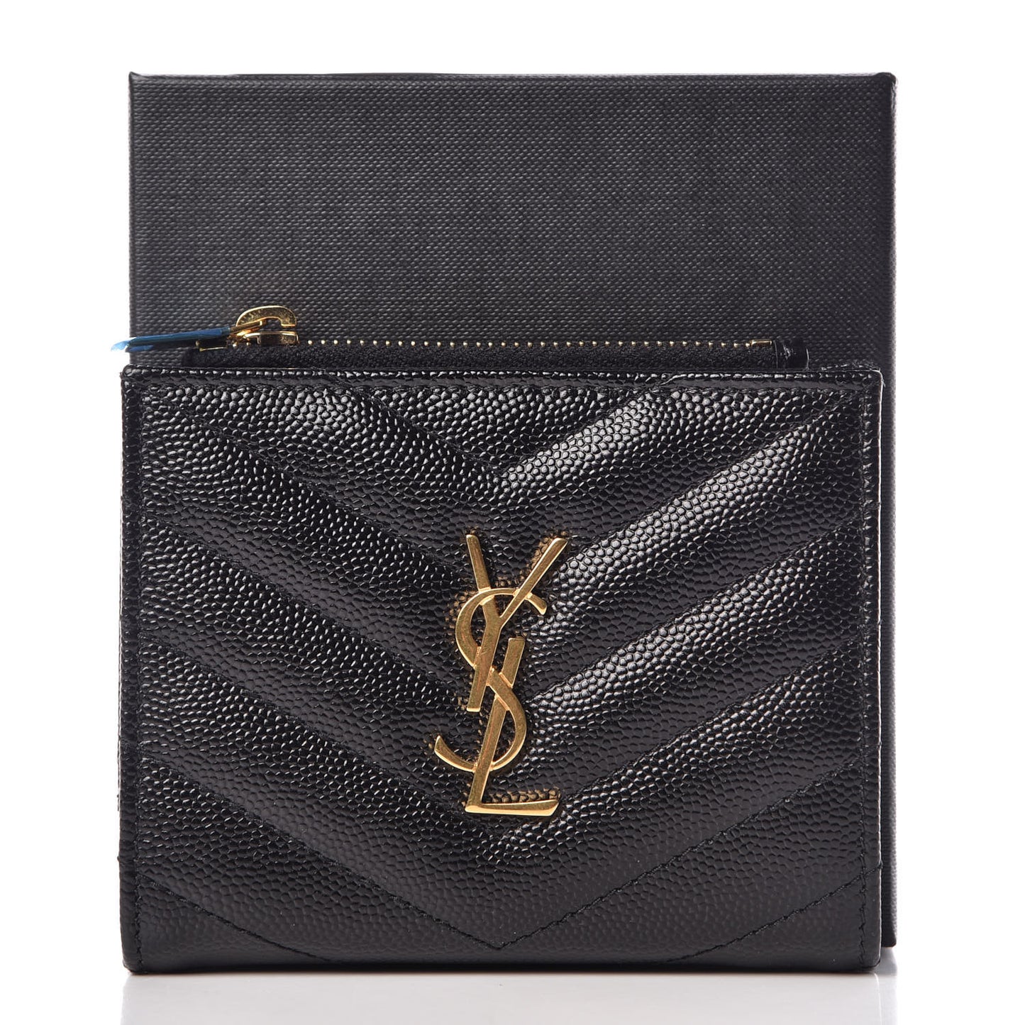 Grain De Poudre Matelasse Chevron Monogram Zipped Card Case Black