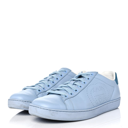 Gucci Calfskin Interlocking G Perforated Womens Ace Sneakers 38.5 Porcelain Light Blue Zaffiro 3 of 11