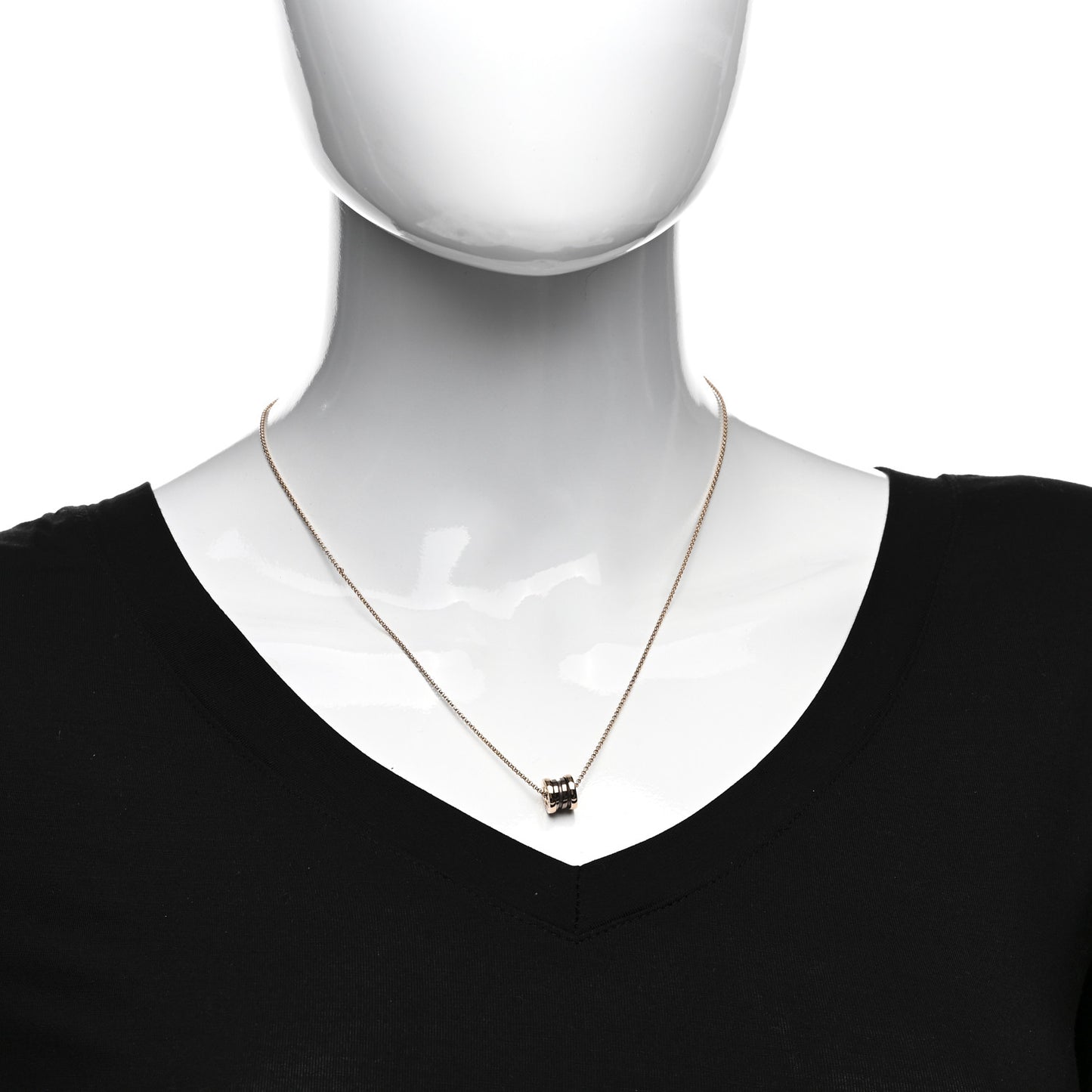 18K Rose Gold Cermet Small B.Zero1 Pendant Necklace