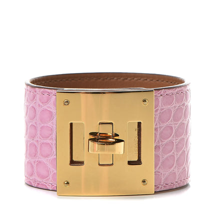 Hermes Matte Alligator Kelly Dog Bracelet T2 5P Pink 1 of 7