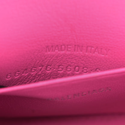 Balenciaga Shiny Calfskin Crocodile Embossed Hourglass Top Handle Bag Mini with Chain Neon Pink 7 of 13