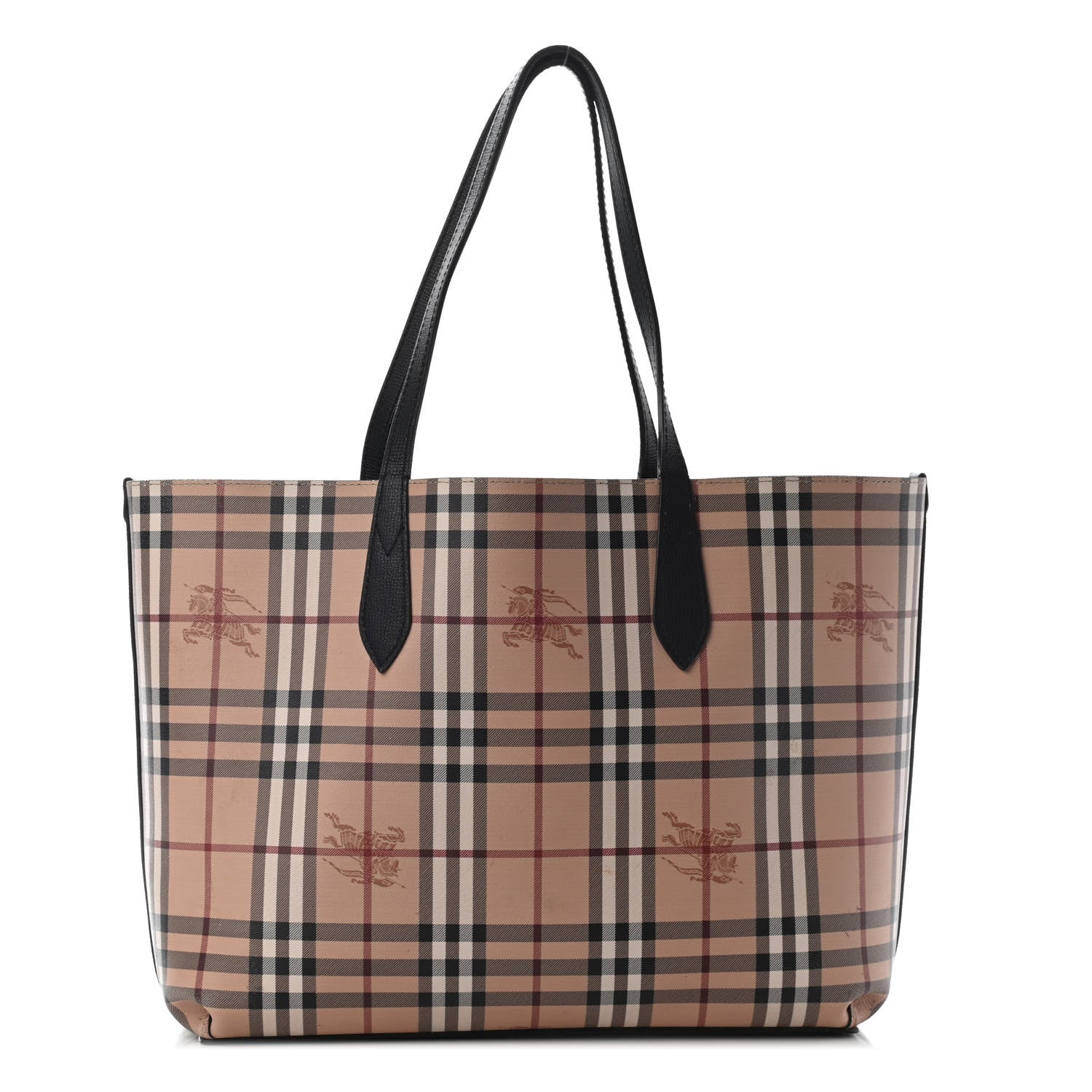 Burberry Grainy Calfskin Haymarket Check Medium Reversible Tote Black 3 of 14